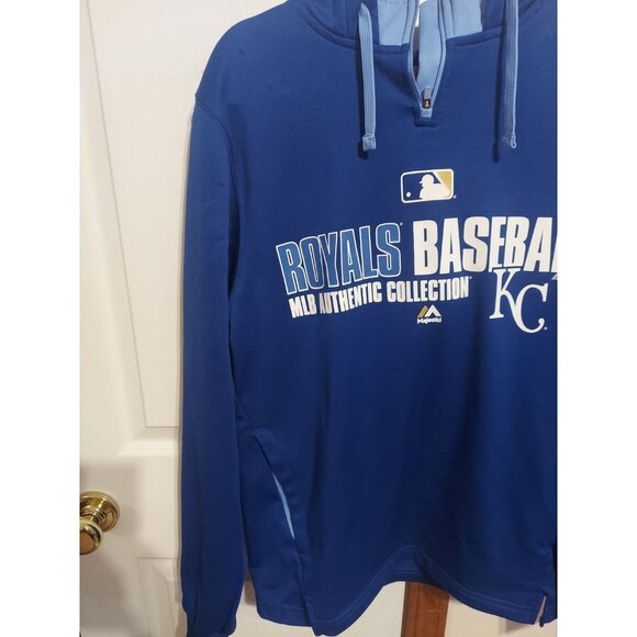 Kansas City Royals Majestic MLB Authentic Collection Men's S Pullover Hood Whitt - Picture 3 of 8